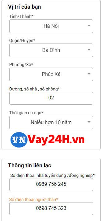 Nhập th&ocirc;ng tin địa chỉ nơi sống