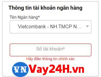 Điền thẻ ng&acirc;n h&agrave;ng khi vay tiền moneycat