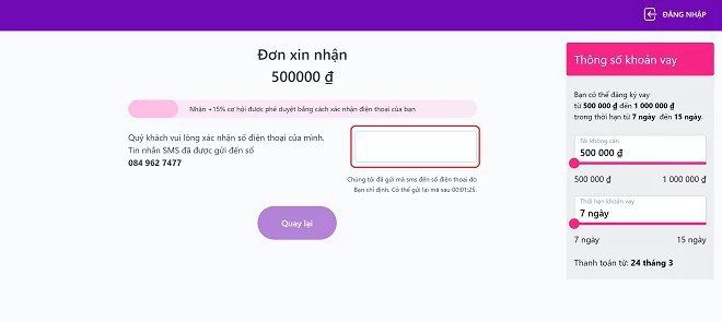 Nhập mã OTP hoàn thành hồ sơ đăng ký vay tiền takomo Nhập mã OTP hoàn thành hồ sơ đăng ký vay tiền takomo