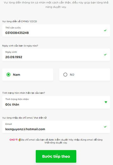 Điền th&ocirc;ng tin c&aacute; nh&acirc;n