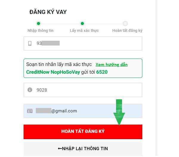 Hoàn tất đăng ký Hoàn tất đăng ký
