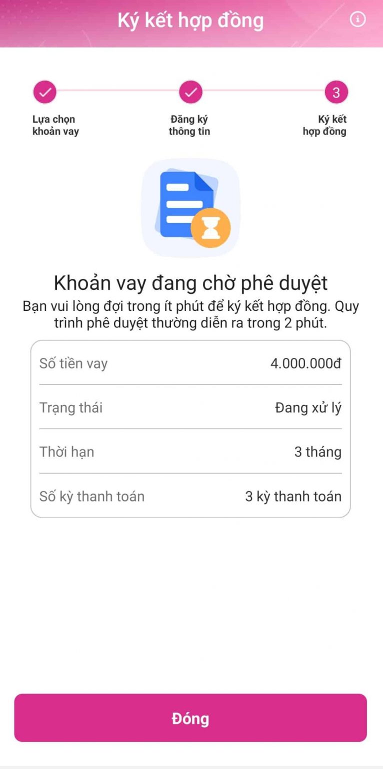 Fastmoney xét duyệt trong ít phút và thông báo kết quả Fastmoney xét duyệt trong ít phút và thông báo kết quả