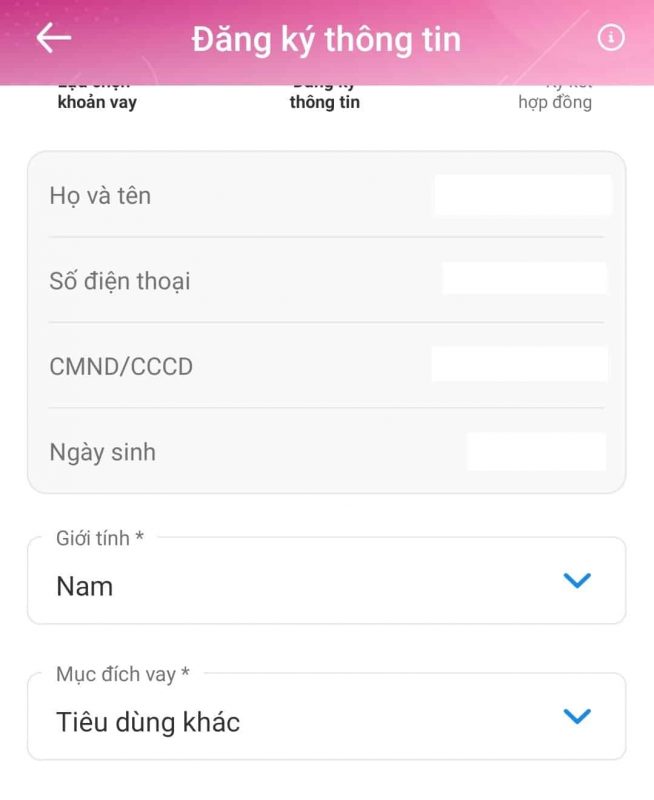 Điền thông tin cá nhân Điền thông tin cá nhân