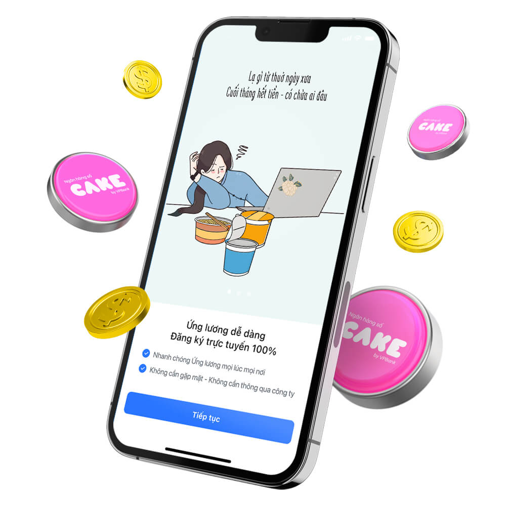 Ứng lương cho thu&ecirc; bao Vinaphone tr&ecirc;n Cake
